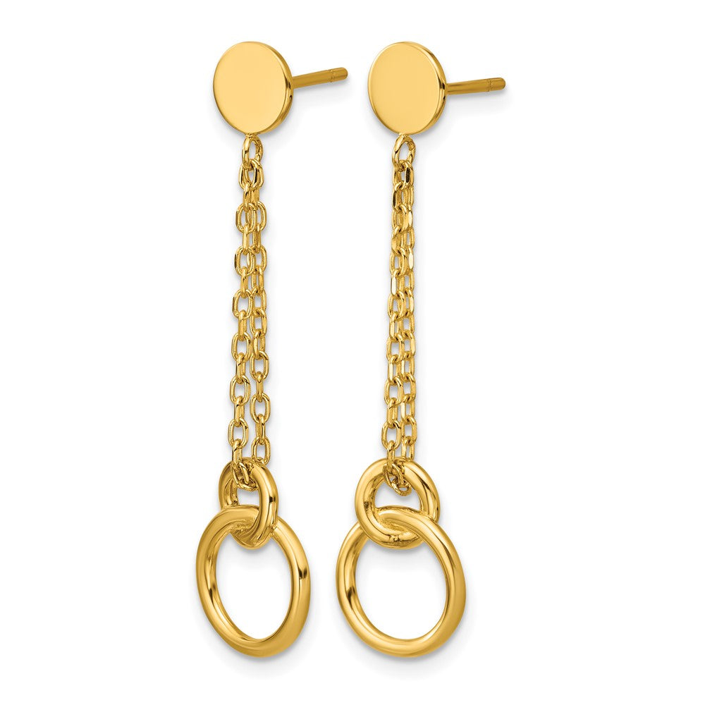 Polished 2-Strand Double Circle Post Dangle Earrings