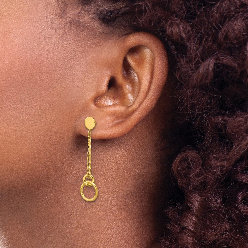 Polished 2-Strand Double Circle Post Dangle Earrings
