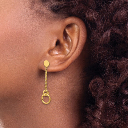 Polished 2-Strand Double Circle Post Dangle Earrings