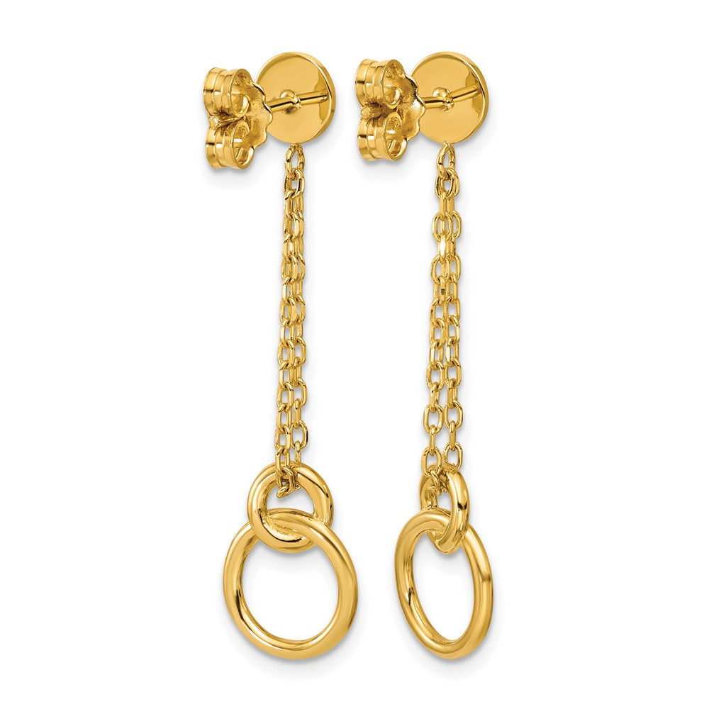 Polished 2-Strand Double Circle Post Dangle Earrings