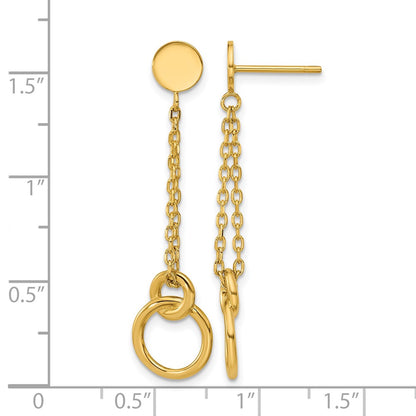Polished 2-Strand Double Circle Post Dangle Earrings