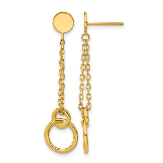 Polished 2-Strand Double Circle Post Dangle Earrings