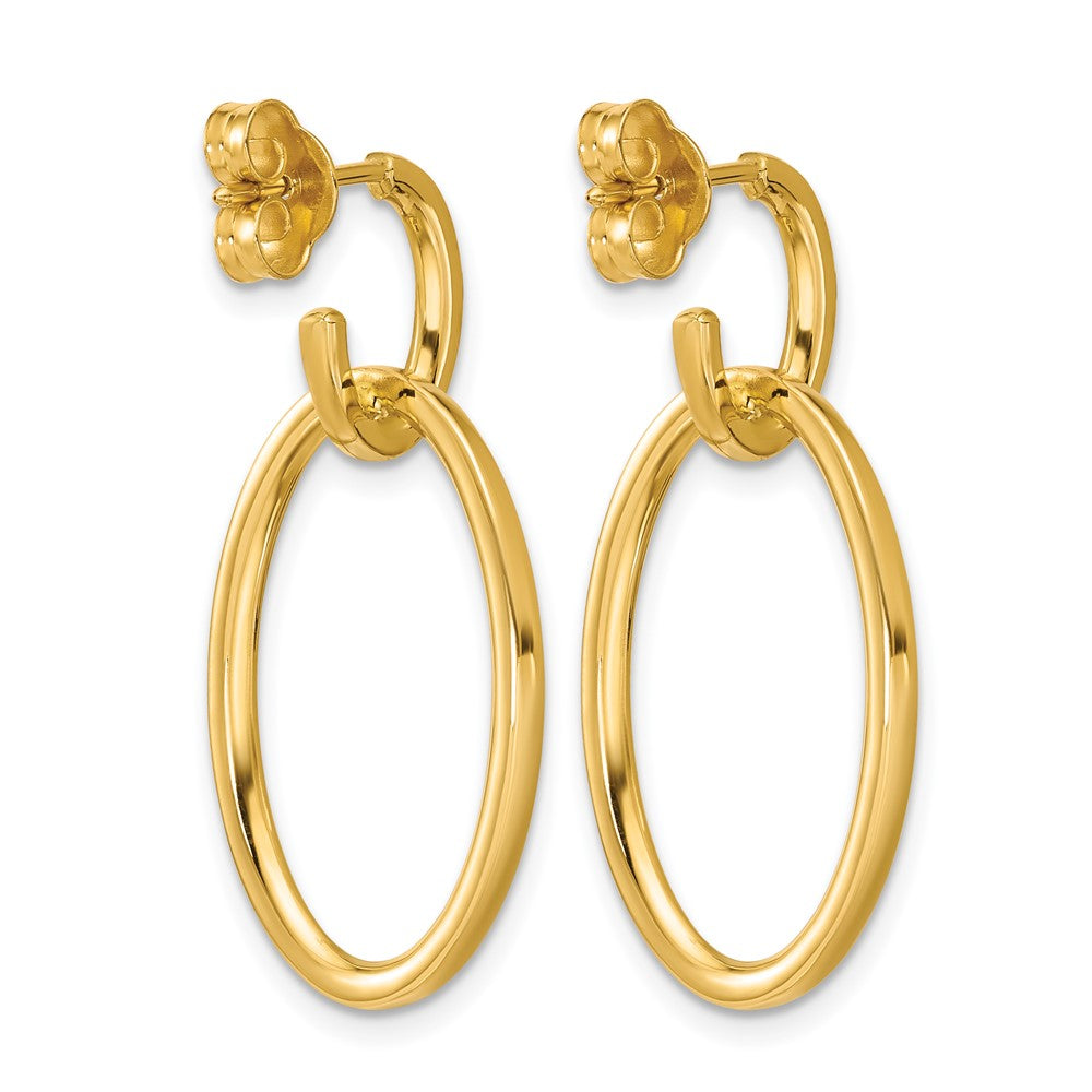 Polished Fancy Oval Link Post Dangle Earrings