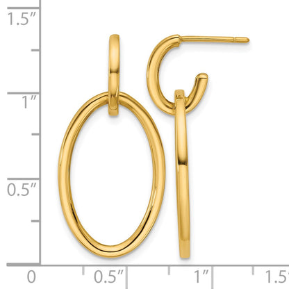 Polished Fancy Oval Link Post Dangle Earrings
