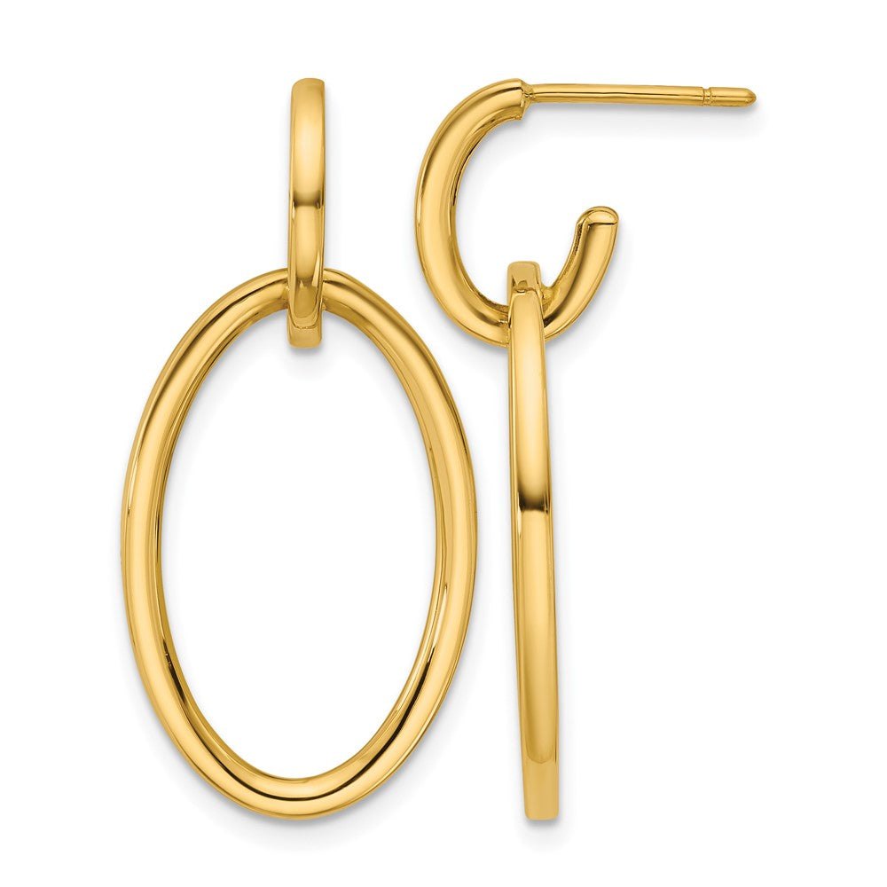 Polished Fancy Oval Link Post Dangle Earrings
