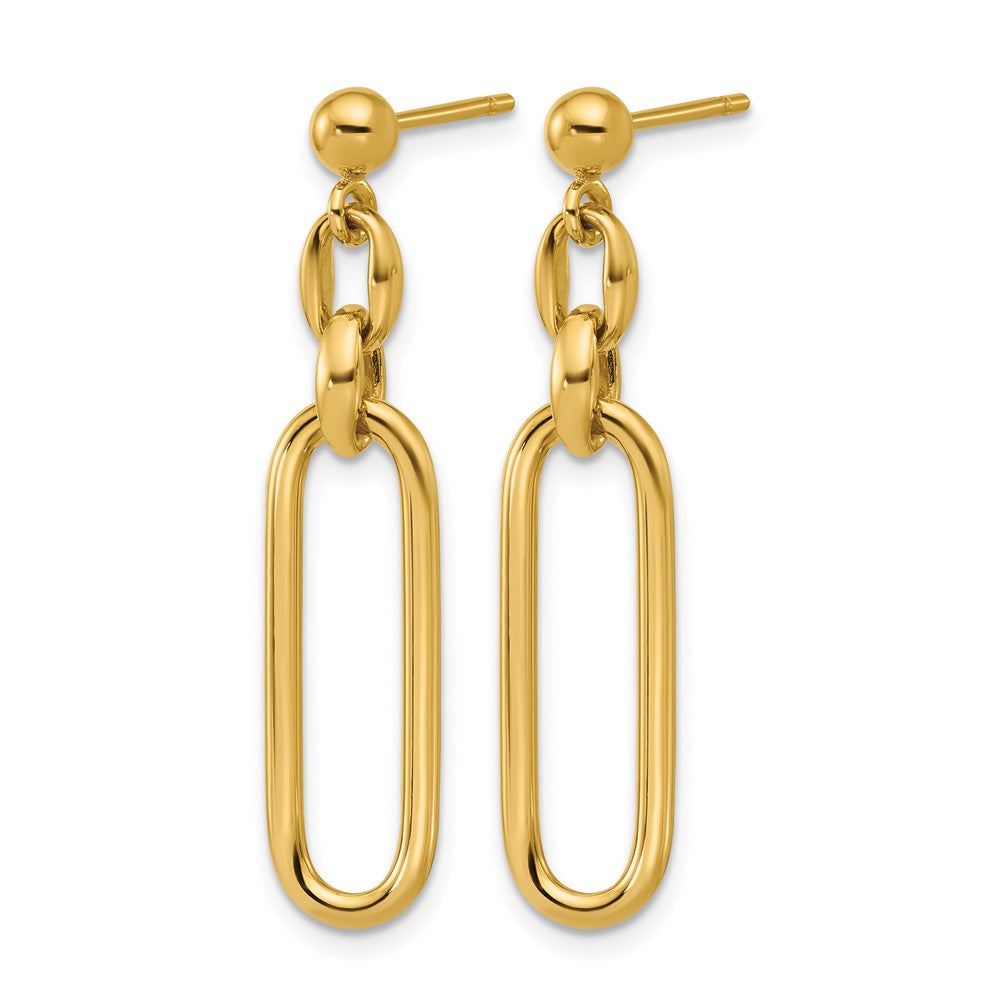 Polished Fancy Elongated Oval Link Post Dangle Earrings