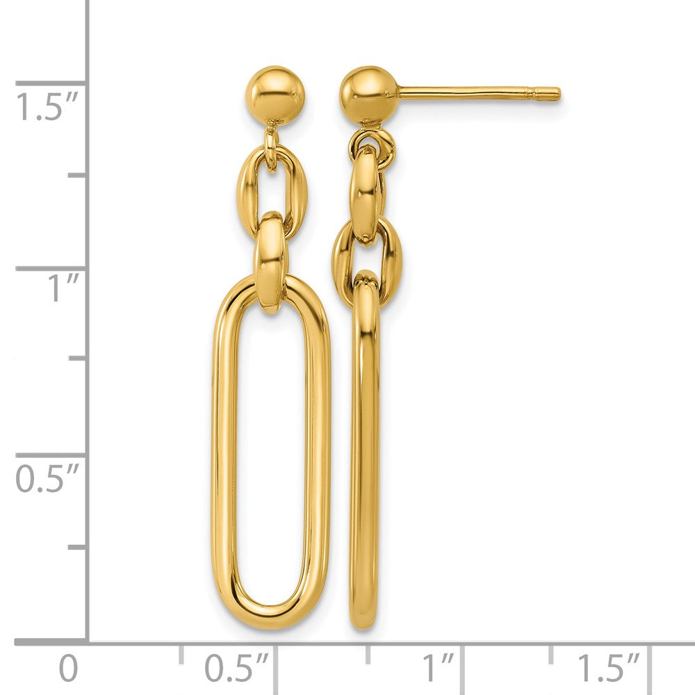 Polished Fancy Elongated Oval Link Post Dangle Earrings