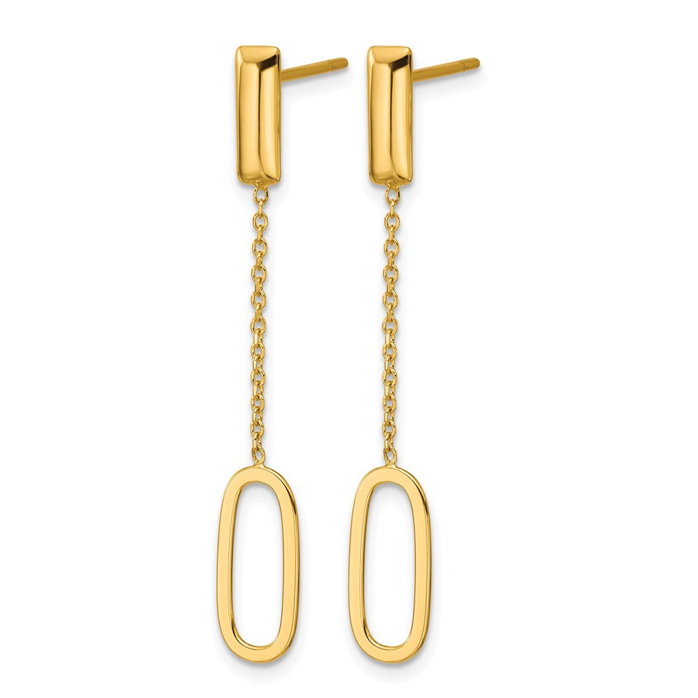 Polished Elongated Oval and Bar Post Dangle Earrings