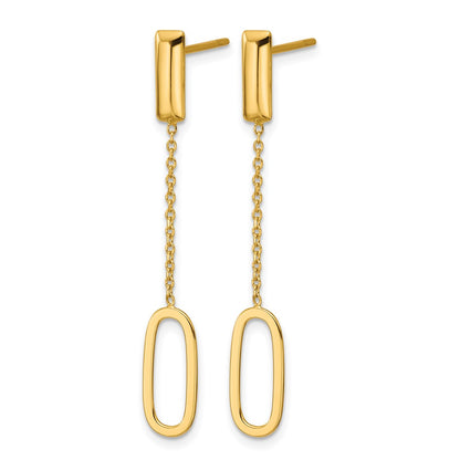 Polished Elongated Oval and Bar Post Dangle Earrings