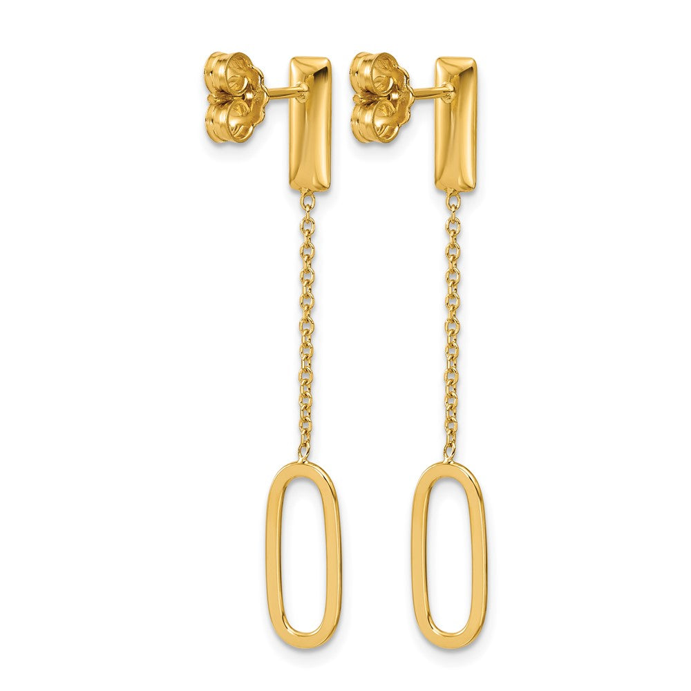 Polished Elongated Oval and Bar Post Dangle Earrings
