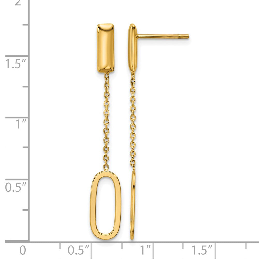 Polished Elongated Oval and Bar Post Dangle Earrings