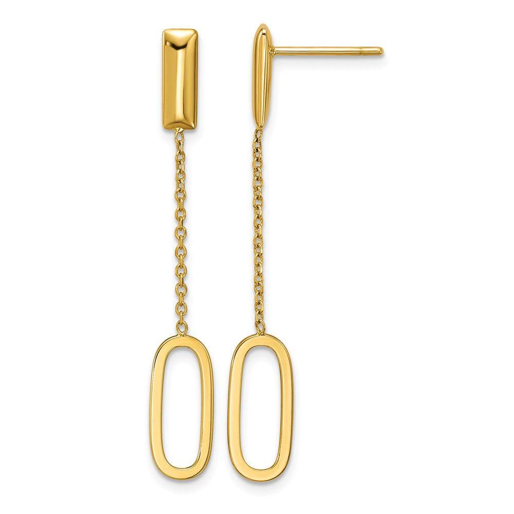 Polished Elongated Oval and Bar Post Dangle Earrings
