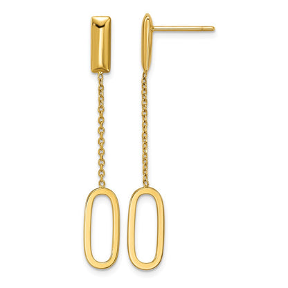 Polished Elongated Oval and Bar Post Dangle Earrings