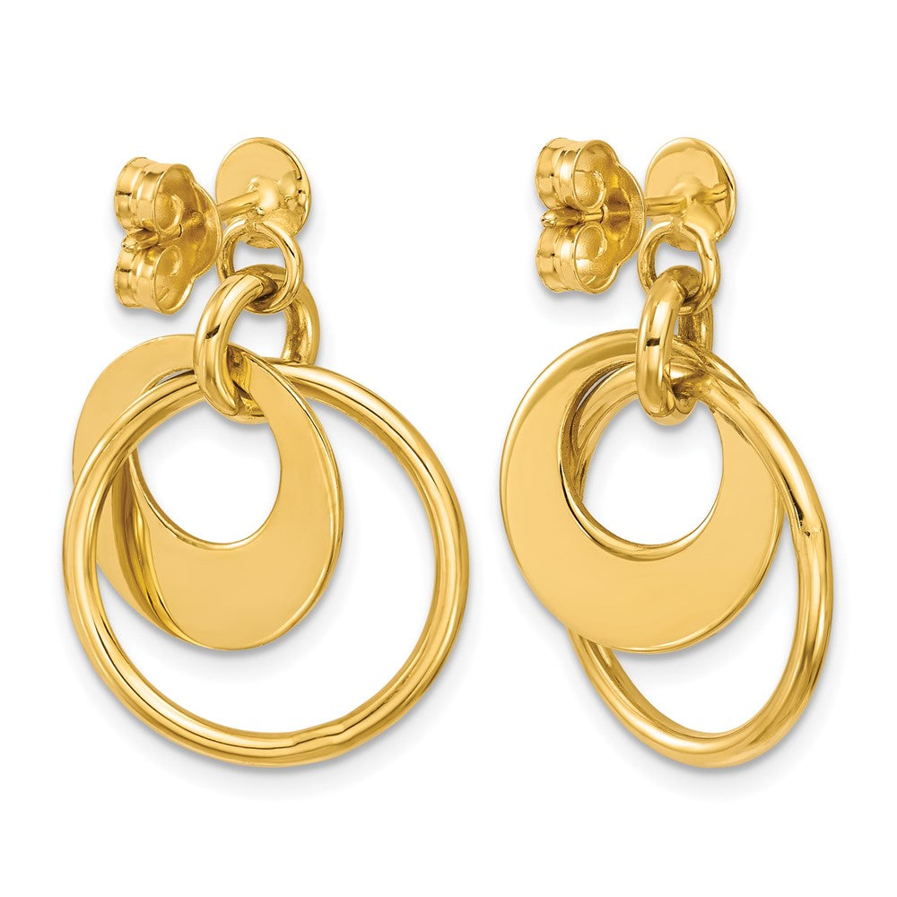 Polished Fancy Double Circle Post Dangle Earrings
