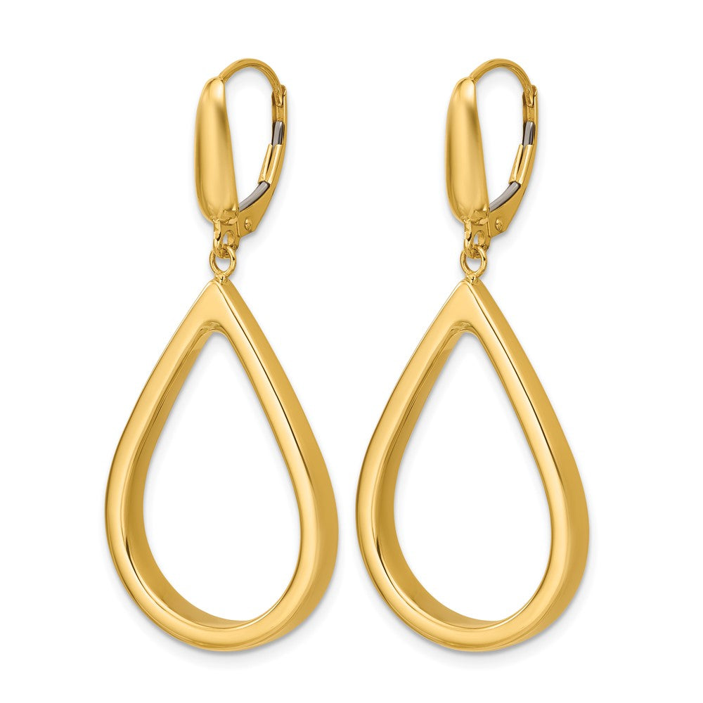 Polished Open Teardrop Leverback Dangle Earrings