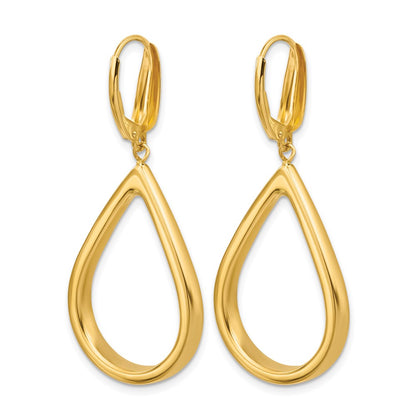 Polished Open Teardrop Leverback Dangle Earrings