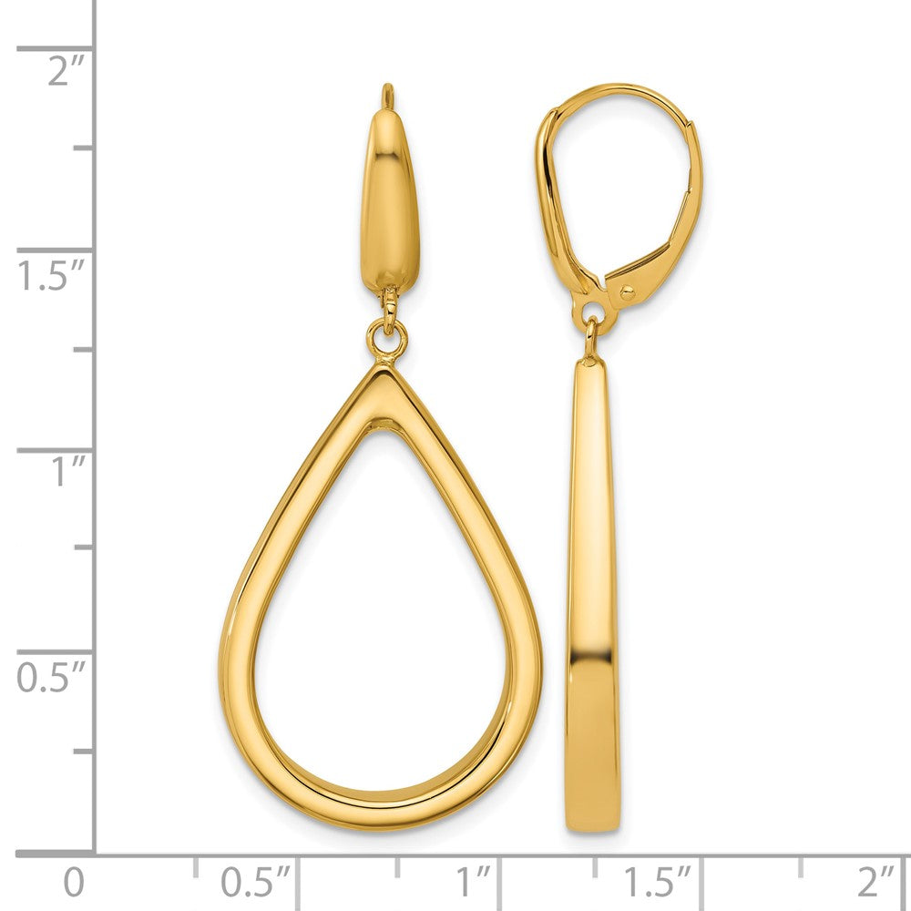 Polished Open Teardrop Leverback Dangle Earrings
