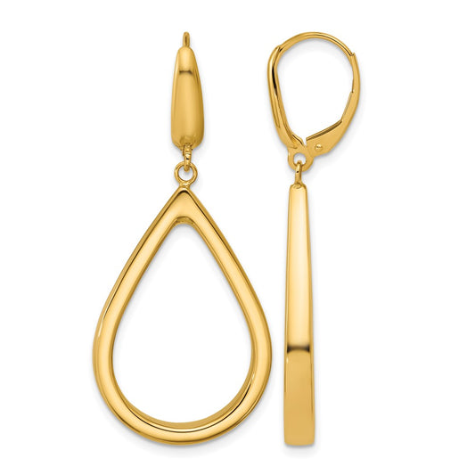 Polished Open Teardrop Leverback Dangle Earrings