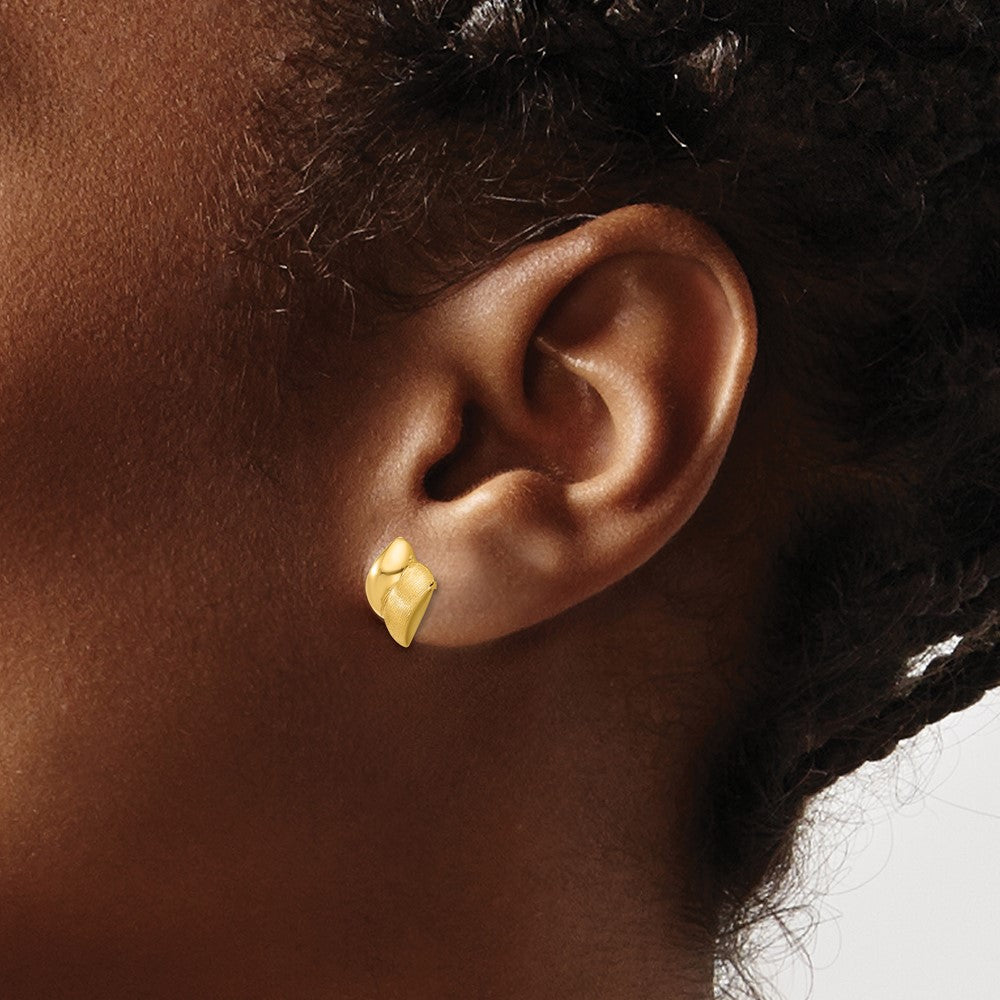 Polished and Brushed Fancy Post Earrings
