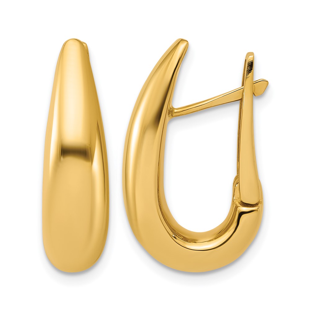 Polished Teardrop Hinged Hoop Earrings