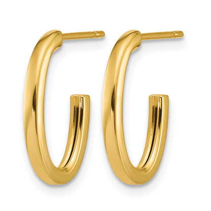 Polished 2.0mm Flat Oval Post J-Hoop Earrings