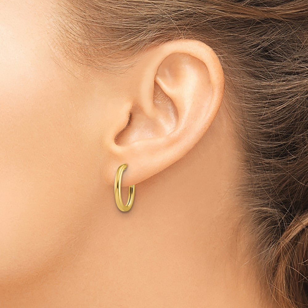 Polished 2.0mm Flat Oval Post J-Hoop Earrings