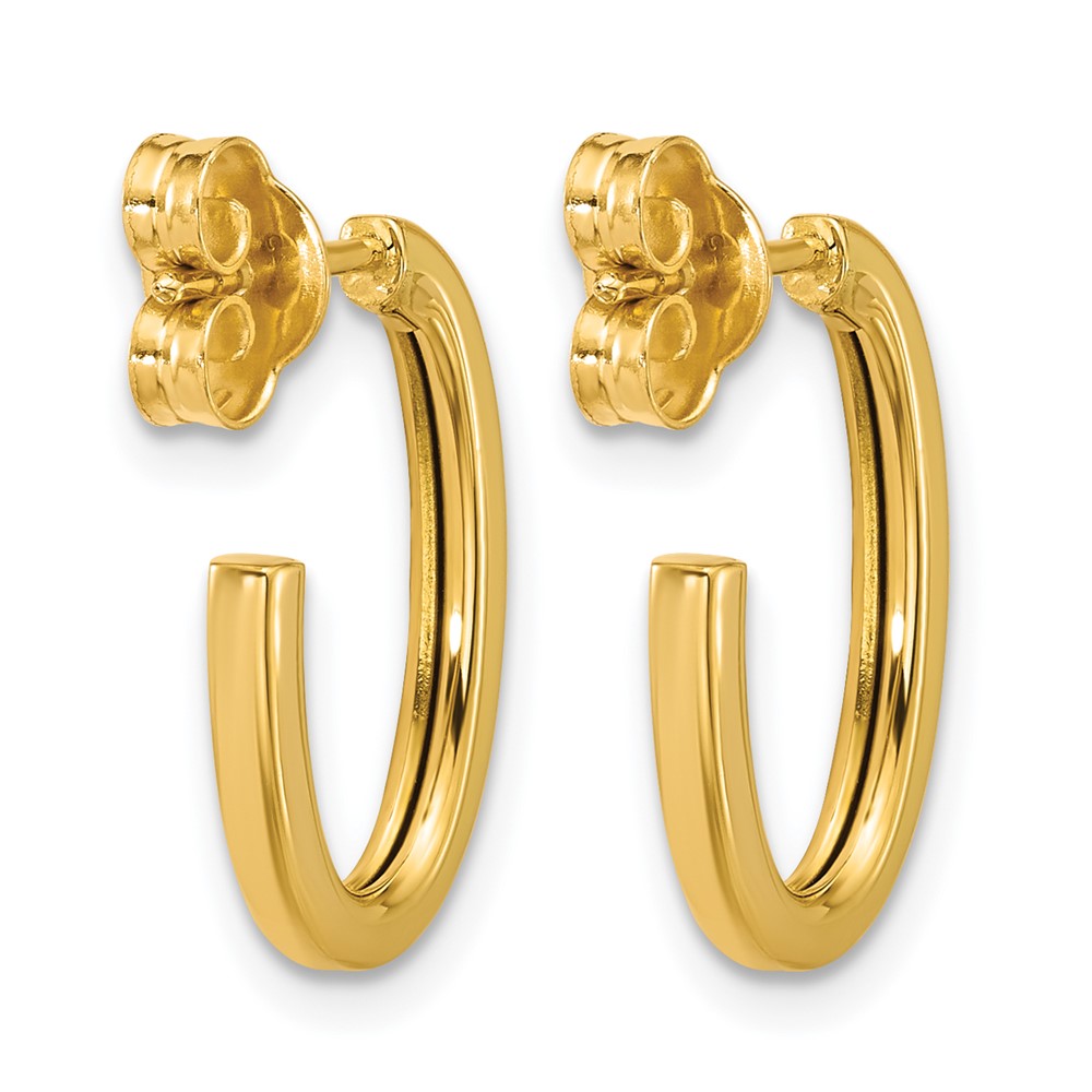 Polished 2.0mm Flat Oval Post J-Hoop Earrings