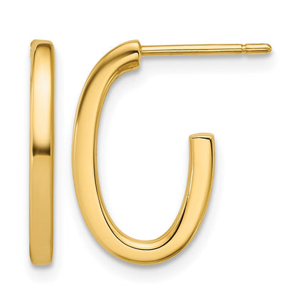 Polished 2.0mm Flat Oval Post J-Hoop Earrings