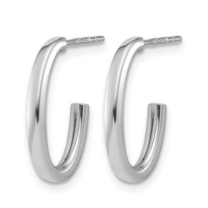 Polished 2.0mm Flat Oval Post J-Hoop Earrings