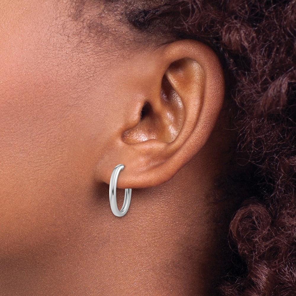 Polished 2.0mm Flat Oval Post J-Hoop Earrings