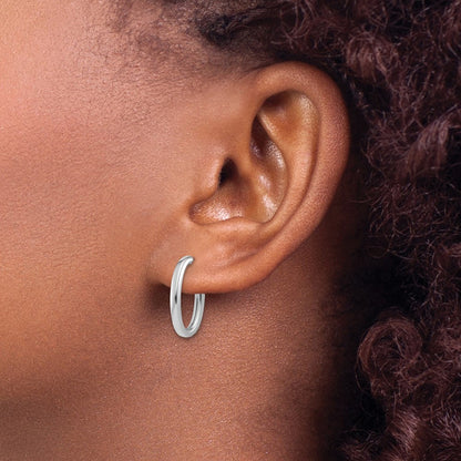 Polished 2.0mm Flat Oval Post J-Hoop Earrings