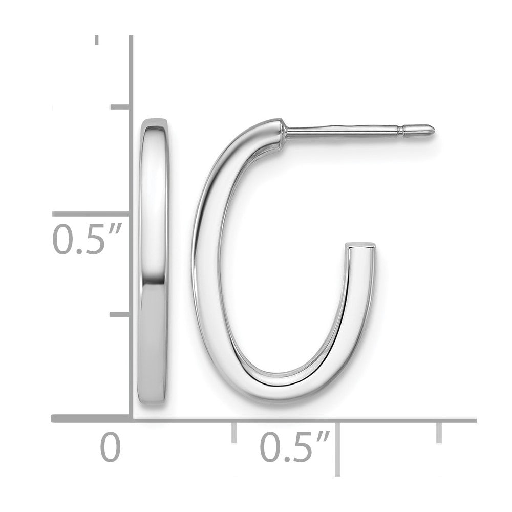 Polished 2.0mm Flat Oval Post J-Hoop Earrings