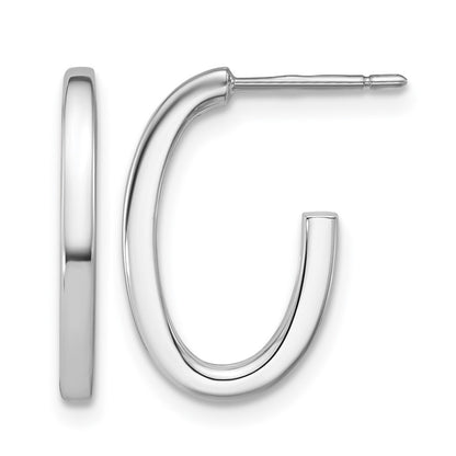 Polished 2.0mm Flat Oval Post J-Hoop Earrings