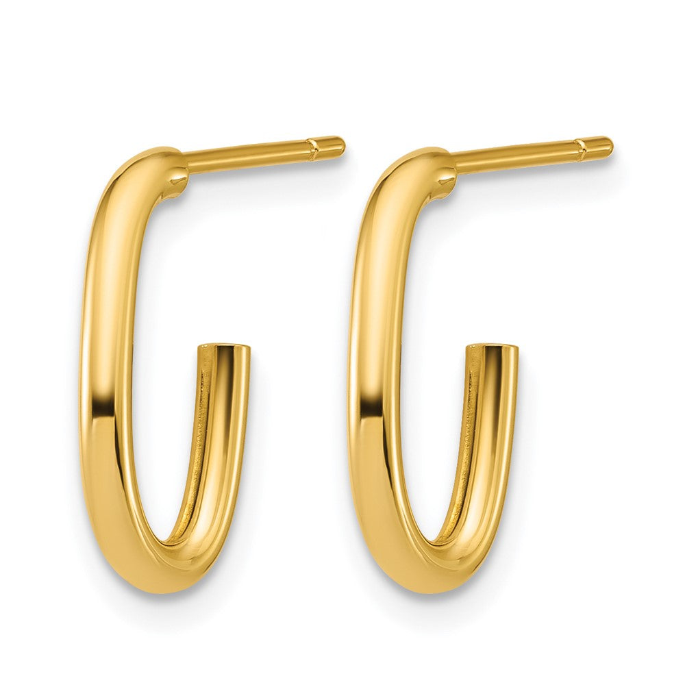 Polished 2.0mm Oval Post J-Hoop Earrings