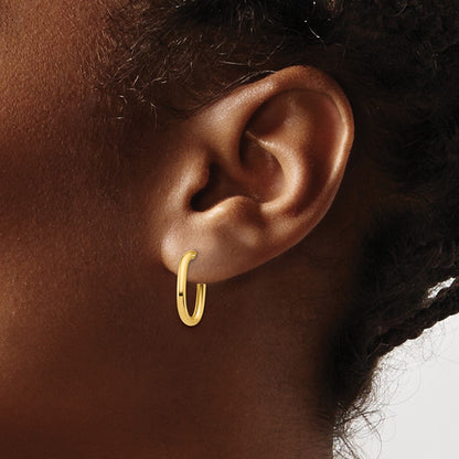 Polished 2.0mm Oval Post J-Hoop Earrings