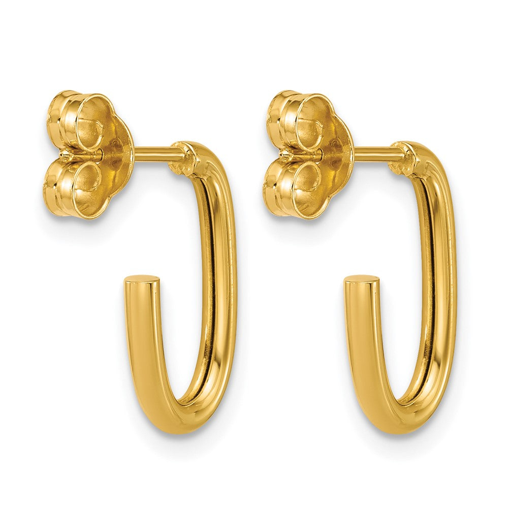 Polished 2.0mm Oval Post J-Hoop Earrings