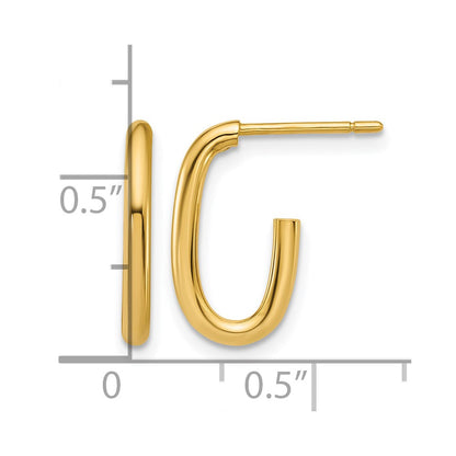 Polished 2.0mm Oval Post J-Hoop Earrings