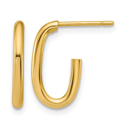 Polished 2.0mm Oval Post J-Hoop Earrings