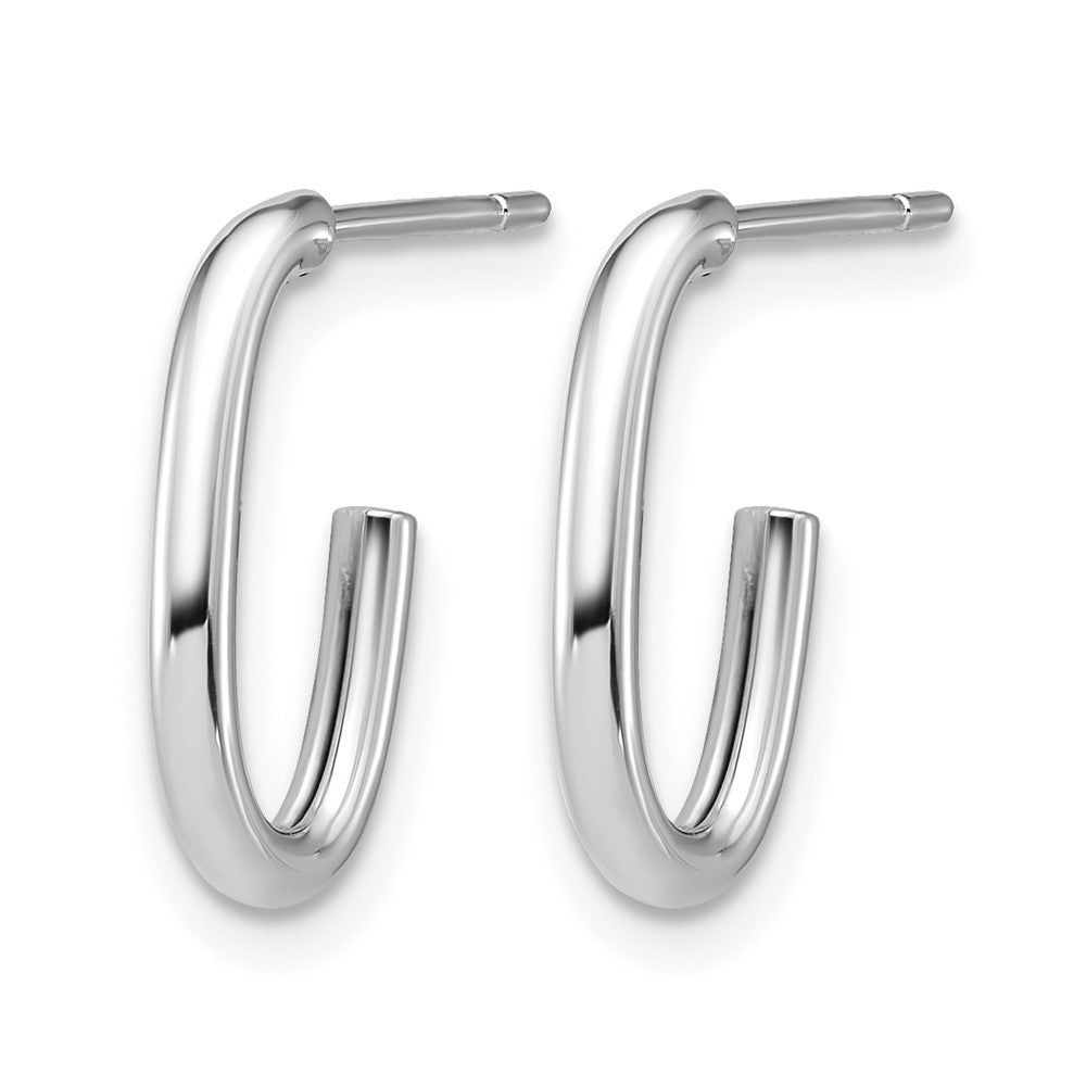 Polished 2.0mm Oval Post J-Hoop Earrings