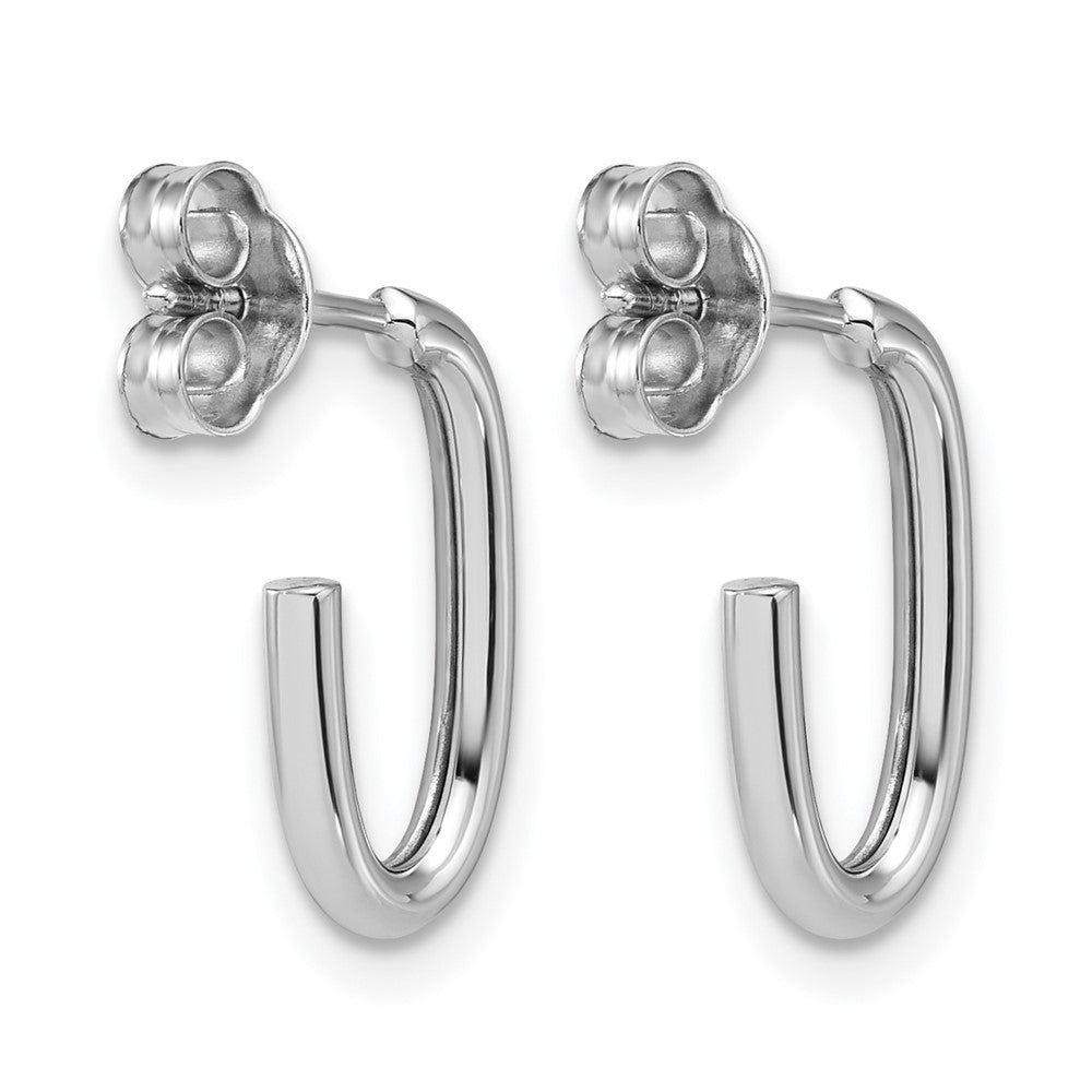 Polished 2.0mm Oval Post J-Hoop Earrings