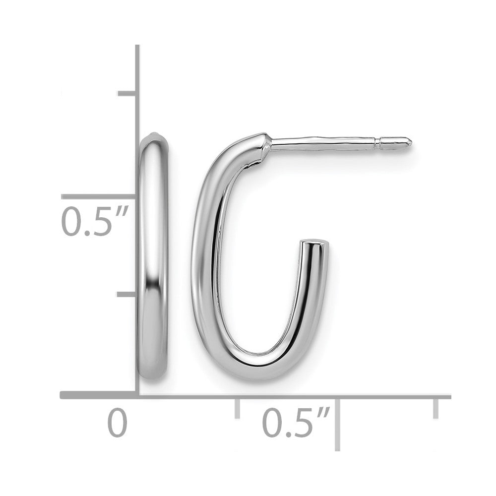 Polished 2.0mm Oval Post J-Hoop Earrings