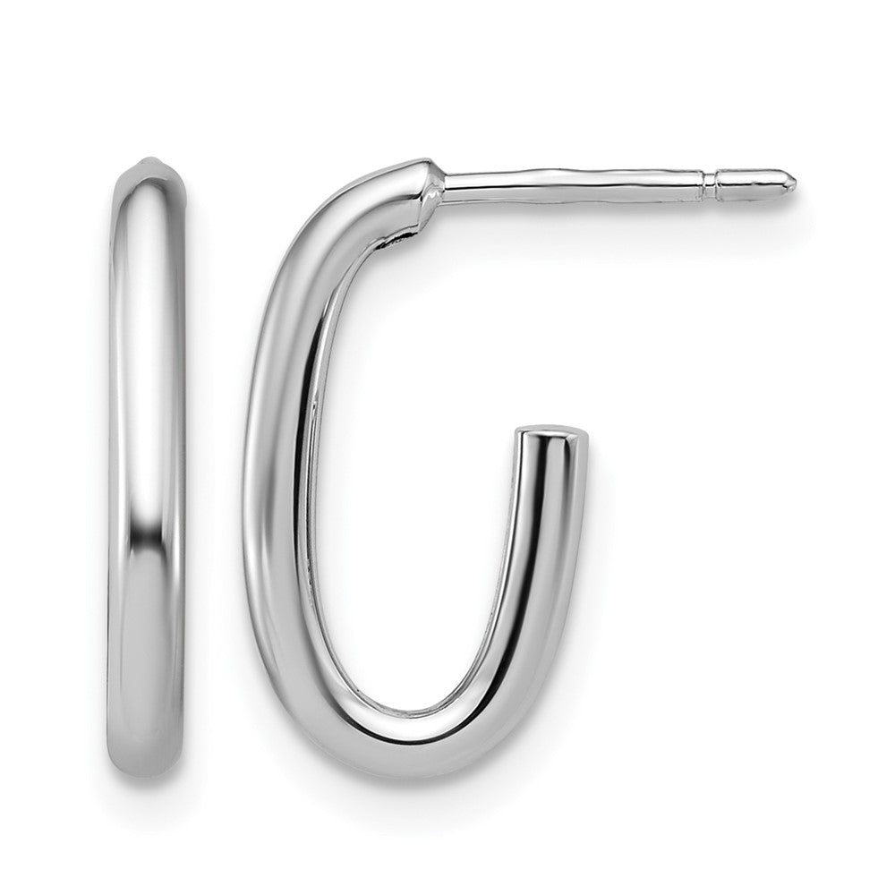 Polished 2.0mm Oval Post J-Hoop Earrings