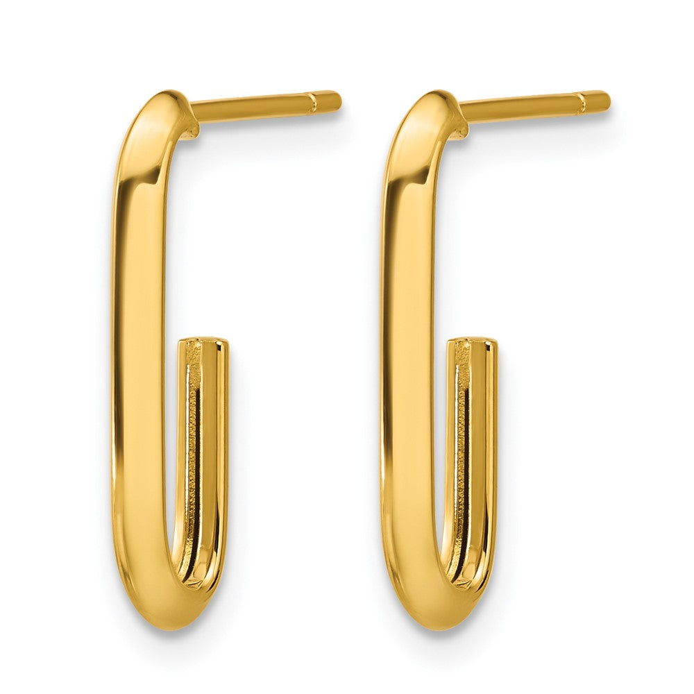 Polished Knife Edge Oval Post J-Hoop Earrings