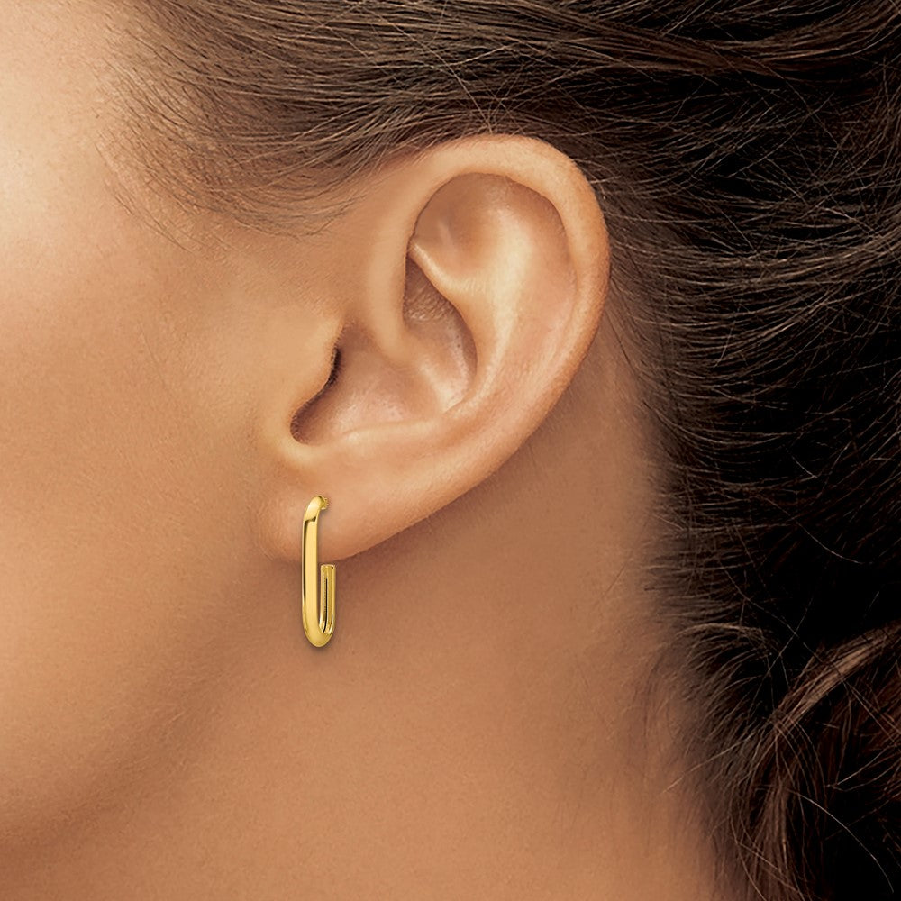 Polished Knife Edge Oval Post J-Hoop Earrings