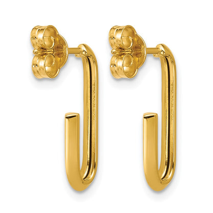 Polished Knife Edge Oval Post J-Hoop Earrings