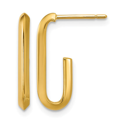 Polished Knife Edge Oval Post J-Hoop Earrings
