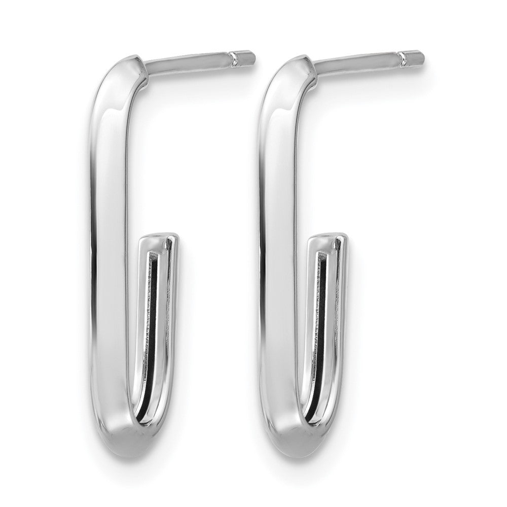 Polished Knife Edge Oval Post J-Hoop Earrings