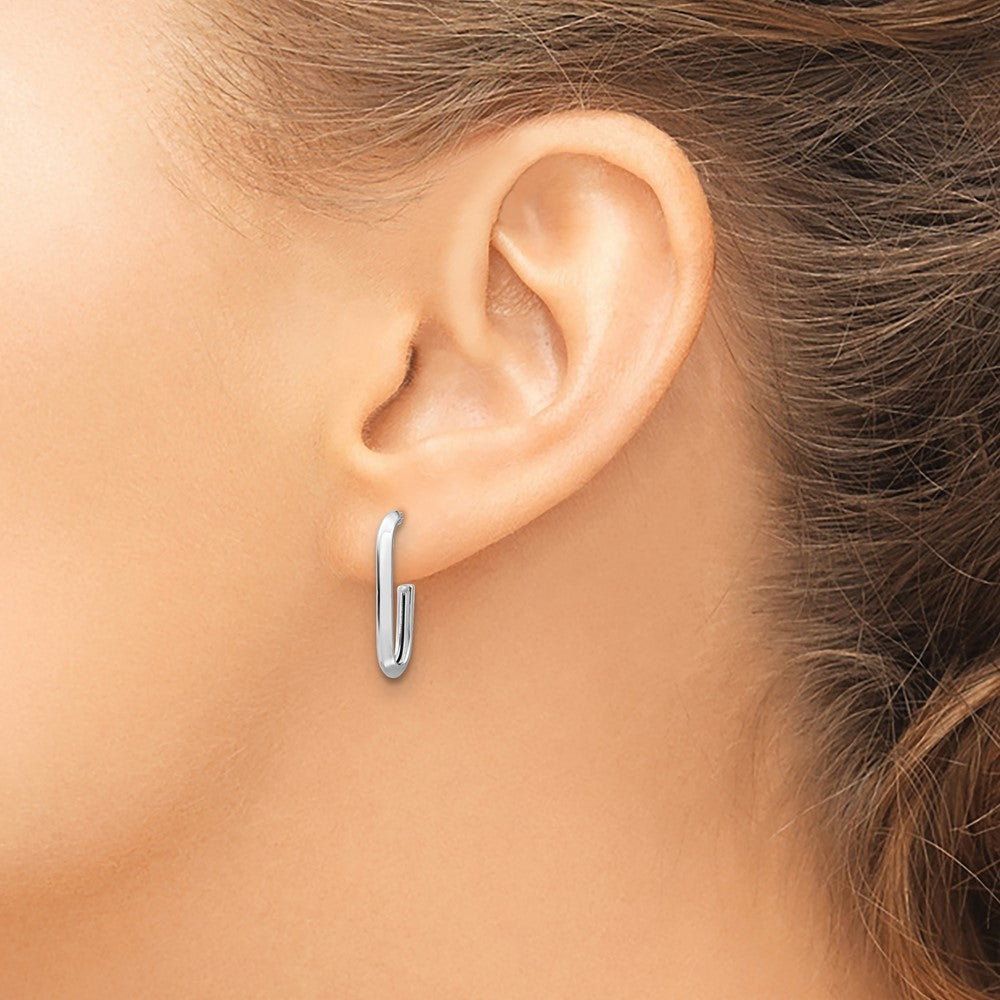 Polished Knife Edge Oval Post J-Hoop Earrings