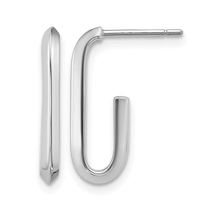 Polished Knife Edge Oval Post J-Hoop Earrings
