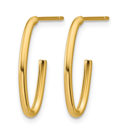 Polished 1.8mm Oval Post J-Hoop Earrings
